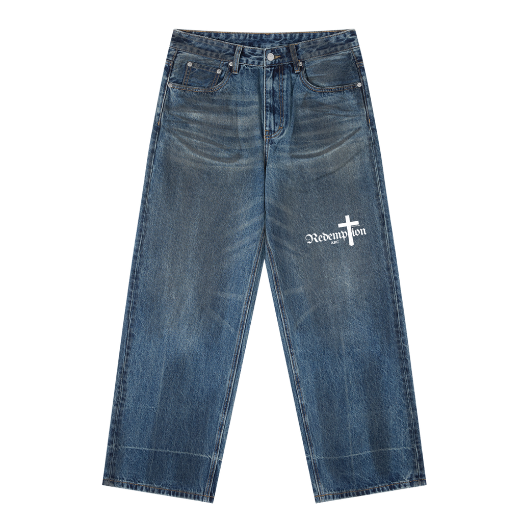 Vintage Wash Baggy Denim Jeans