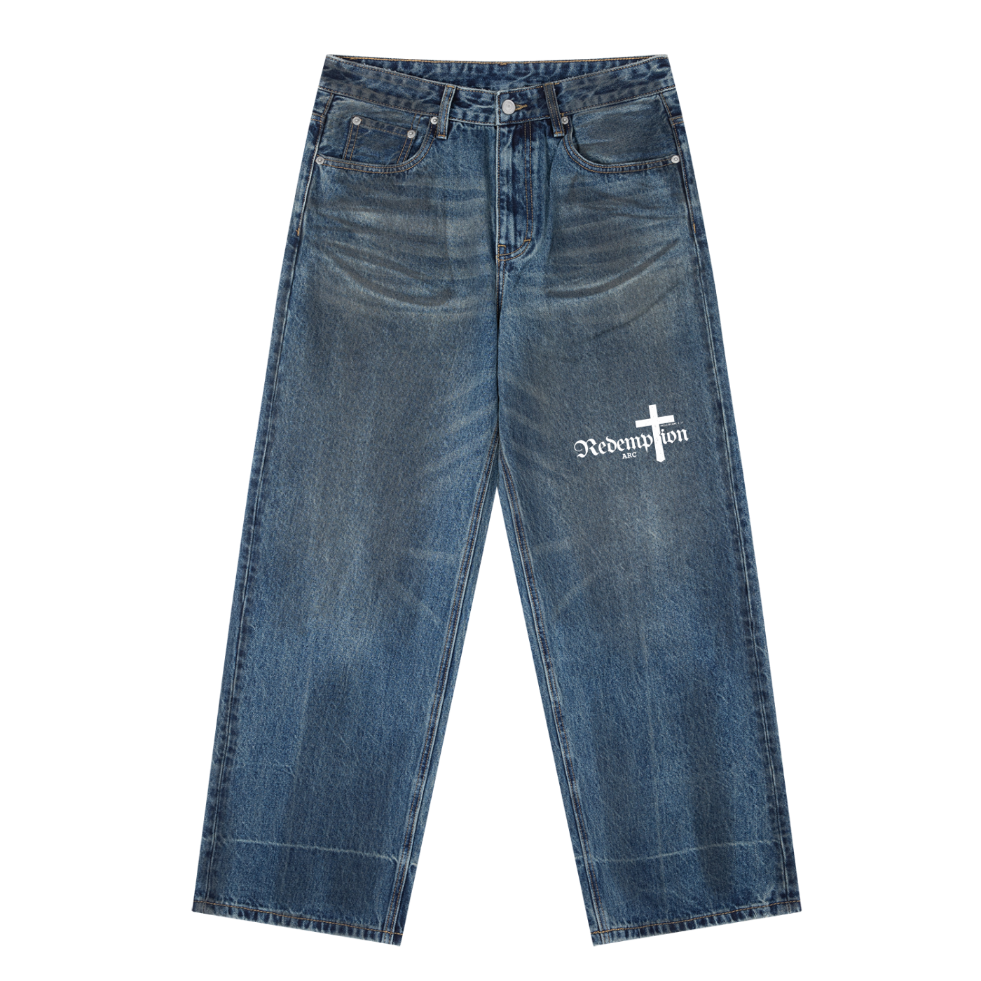 Vintage Wash Baggy Denim Jeans